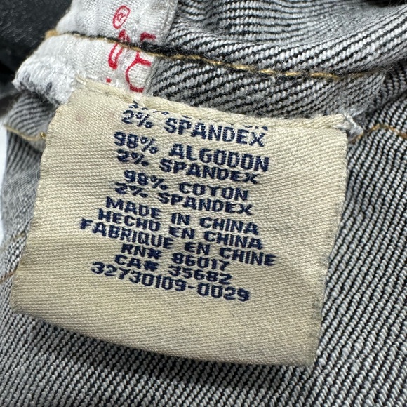 Bebe Denim Y2K Low Ride Bootcut Jeans Black Gray Wash Distressed Bleach Size 28 - Picture 12 of 13